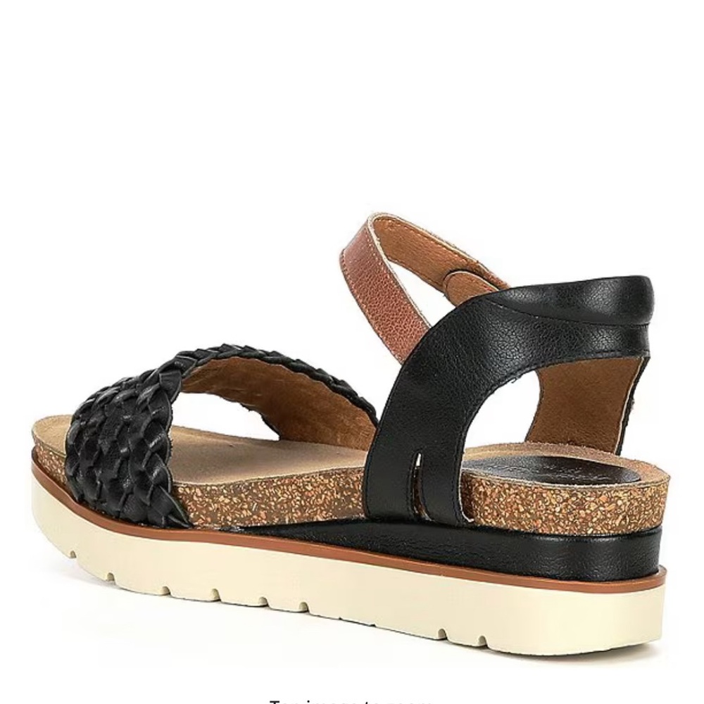 New Josef Seibel, Women’s Clea 16 Woven Leather Platform Sandal 2” Black/Tan 8 - Picture 7 of 12